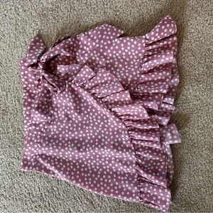 Pink Ruffled Skirt with White Floral Pattern